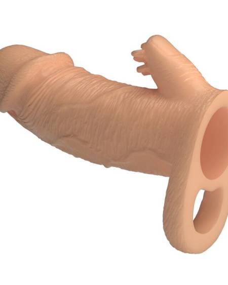 Capa extensora peniana Roderic da FOR HIM, cor natural, com 13 cm e estimulador externo integrado