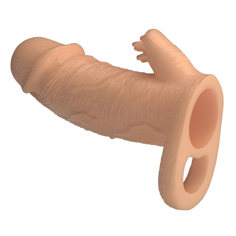 Capa extensora peniana Roderic da FOR HIM, cor natural, com 13 cm e estimulador externo integrado