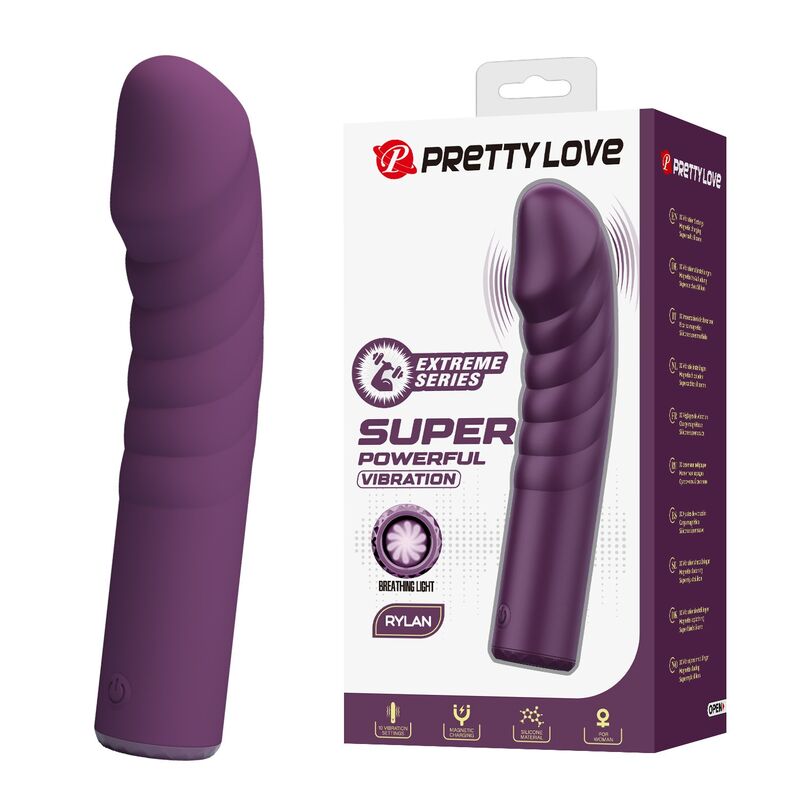 Vibrador recarregável Pretty Love Ryland roxo, com 10 funções de vibração