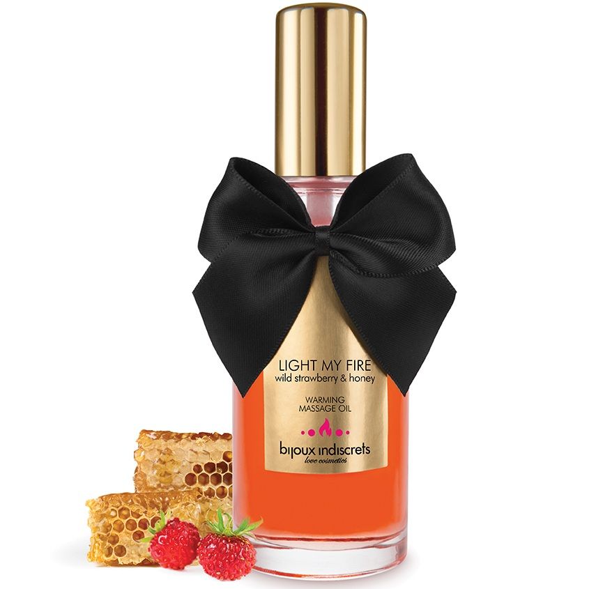 Óleo de Massagem Efeito Calor Aroma a Morango - Bijoux Indiscrets