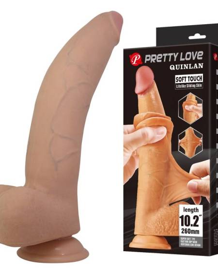 Dildo realista PRETTY LOVE Quinlan, de cor natural, com base de ventosa