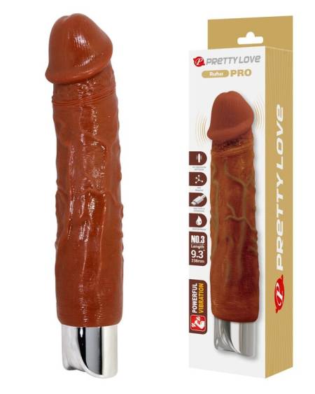Vibrador realista PRETTY LOVE PRO castanho, com 23,5 cm e relevo detalhado