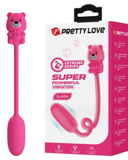 Ovo vibrador Olson rosa com comando por cabo decorado com um urso