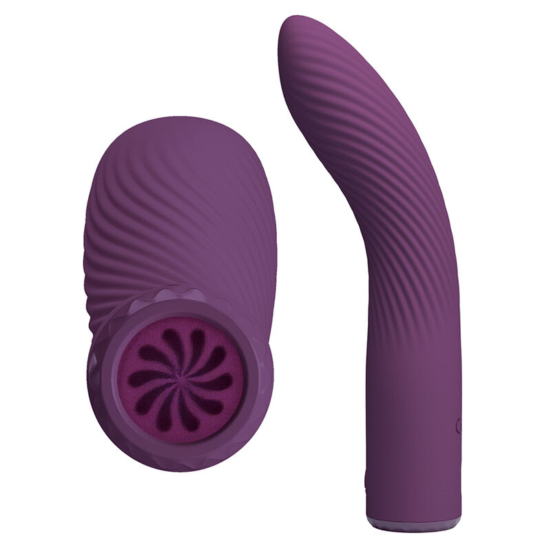 Vibrador recarregável Pretty Love Kissell roxo, com forma ligeiramente curva