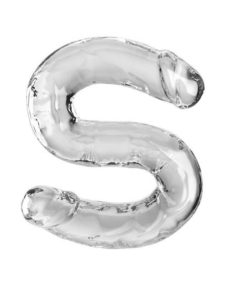 Dildo duplo translúcido KING COCK Double Trouble em TPE flexível