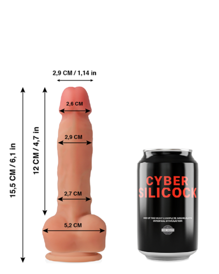 CYBER SILICOCK - ANSEL REALÍSTICO SILICONA LÍQUIDA 15.5 CM -O- 2.9 CM