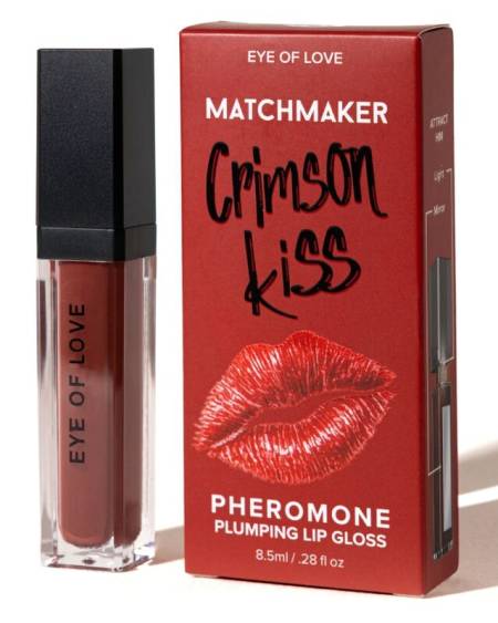 Brilho labial EYE OF LOVE Matchmaker Crimson Kiss, vermelho-telha, com luz LED e espelho integrados
