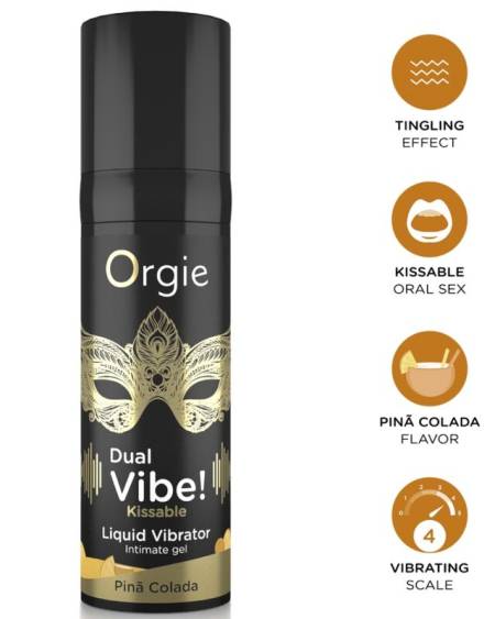 Gel íntimo beijável ORGIE DUAL VIBE! de ananás e coco, 15 ml