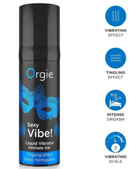 Gel íntimo ORGIE Sexy Vibe! com efeito vibrante, embalagem de 15 ml
