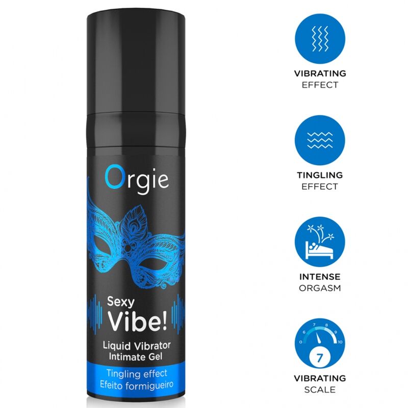 Gel íntimo ORGIE Sexy Vibe! com efeito vibrante, embalagem de 15 ml