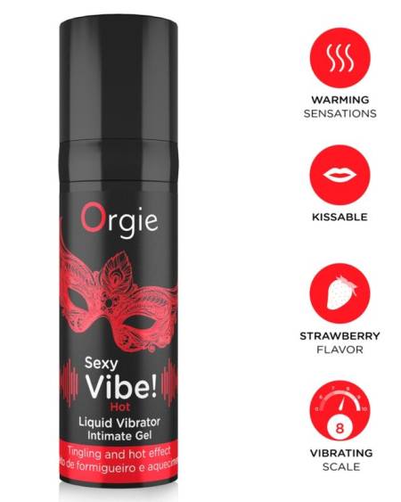 Gel íntimo ORGIE Sexy Vibe! com sensações vibrantes e de calor, 15 ml