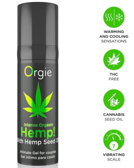 Gel íntimo ORGIE HEMP! com óleo de cânhamo, embalagem de 15 ml