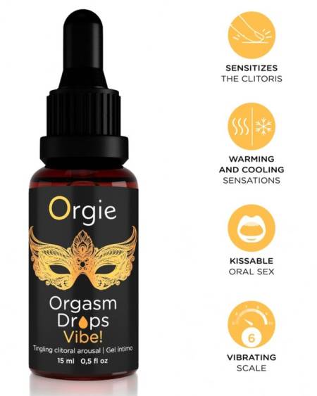 Gotas estimulantes ORGIE VIBE! para o clítoris, frasco de 15 ml