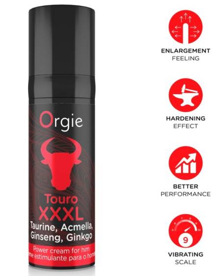 Creme potenciador ORGIE Touro XXXL, embalagem de 15 ml