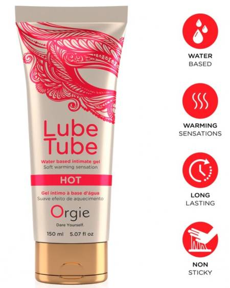 Gel íntimo ORGIE Lube Tube à base de água com efeito calor, embalagem de 150 ml