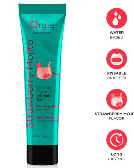 Gel lubrificante beijável ORGIE Lube Tube com sabor a mojito de morango, 100 ml