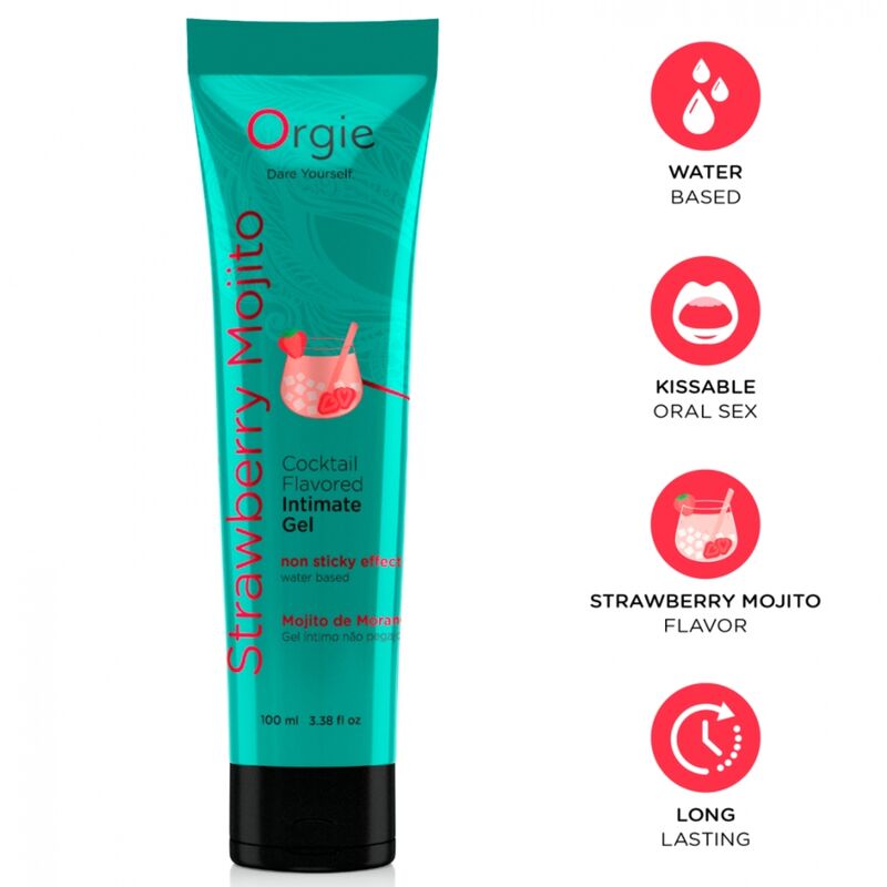 Gel lubrificante beijável ORGIE Lube Tube com sabor a mojito de morango, 100 ml