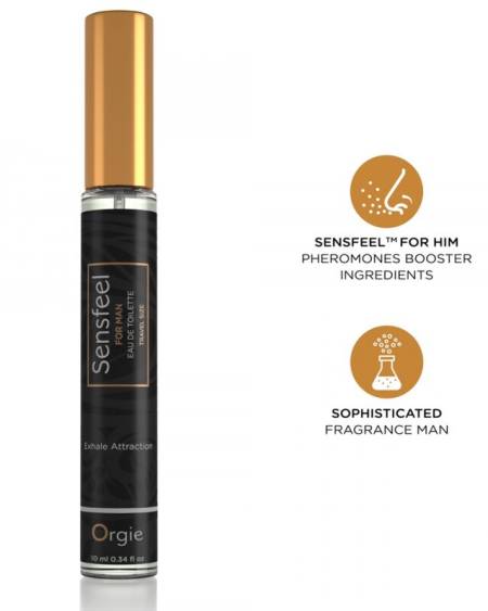 Eau de toilette masculina ORGIE Sensfeel com feromonas, formato de viagem de 10 ml