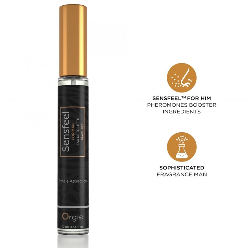 Eau de toilette masculina ORGIE Sensfeel com feromonas, formato de viagem de 10 ml