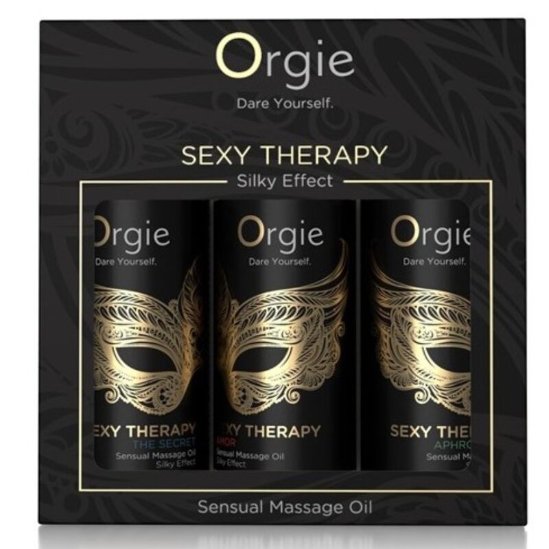 Kit ORGIE Sexy Therapy com três óleos de massagem de 30 ml