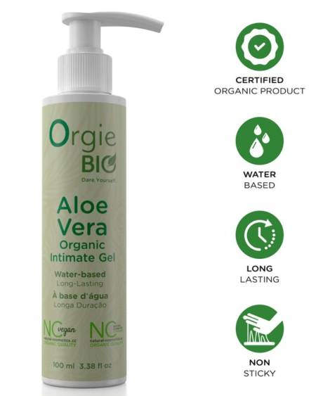 Gel íntimo orgânico ORGIE de aloé vera, à base de água, embalagem de 100 ml