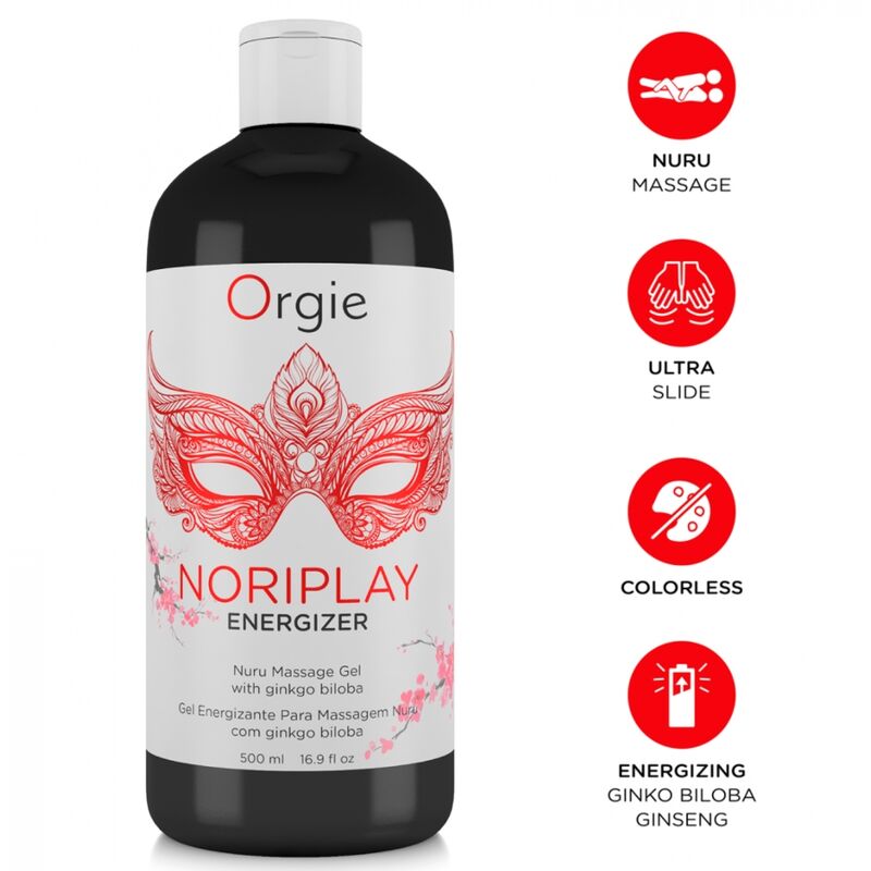 Gel Nuru energizante ORGIE para massagem corpo a corpo, embalagem de 500 ml