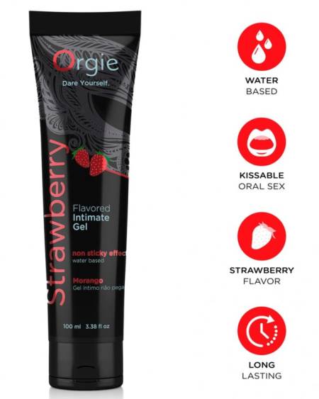 Gel íntimo beijável de morango ORGIE Lube Tube, à base de água, 100 ml