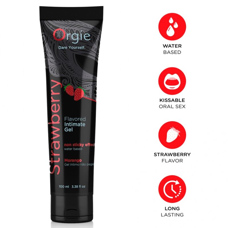 Gel íntimo beijável de morango ORGIE Lube Tube, à base de água, 100 ml