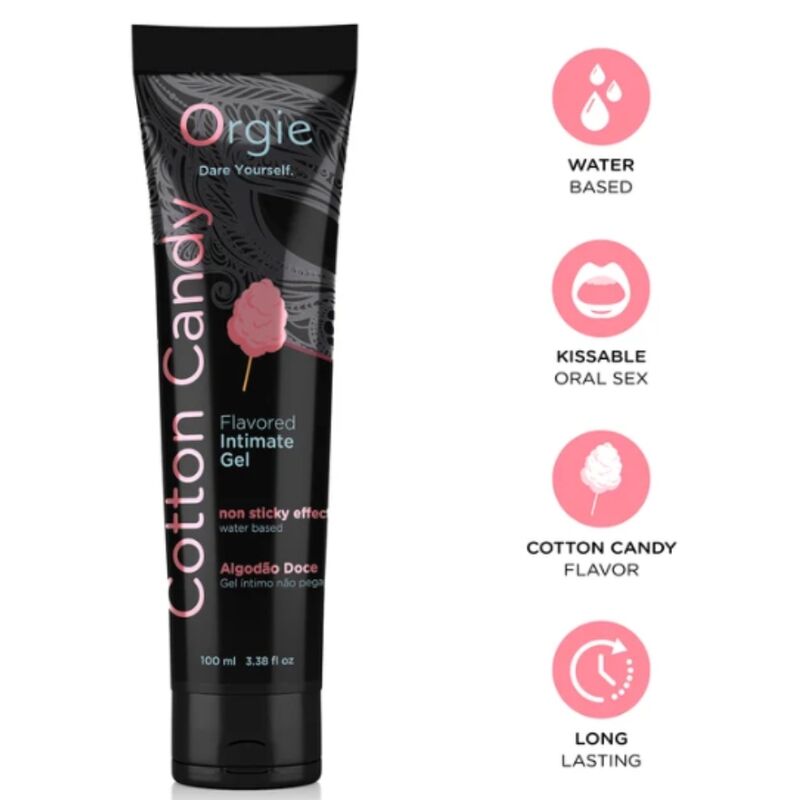 Gel íntimo beijável ORGIE Lube Tube Cotton Candy, à base de água, 100 ml