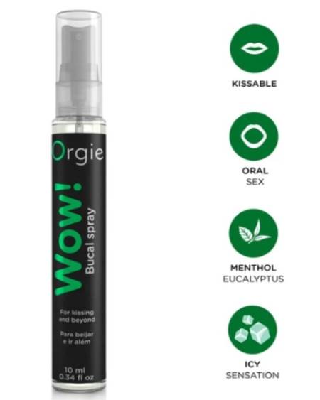 Spray bucal beijável ORGIE WOW! de mentol e eucalipto, 10 ml