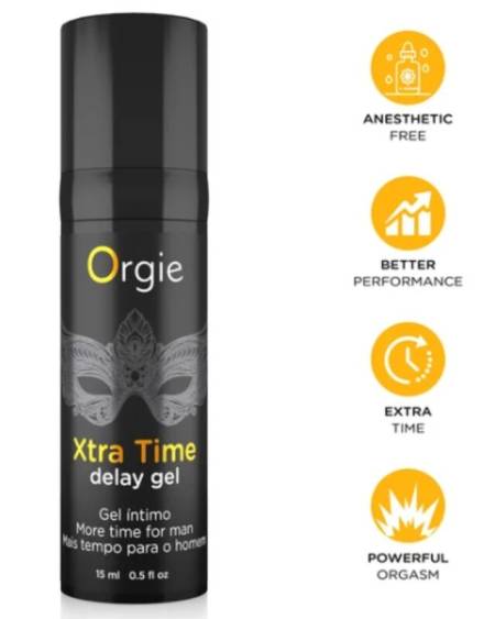 Gel retardante ORGIE XTRA TIME sem anestésicos, embalagem de 15 ml