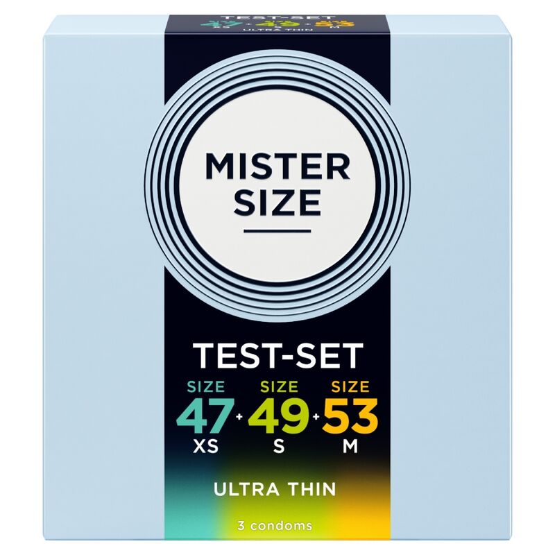 Pack de amostra MISTER SIZE com preservativos de 47, 49 e 53 mm, 3 unidades