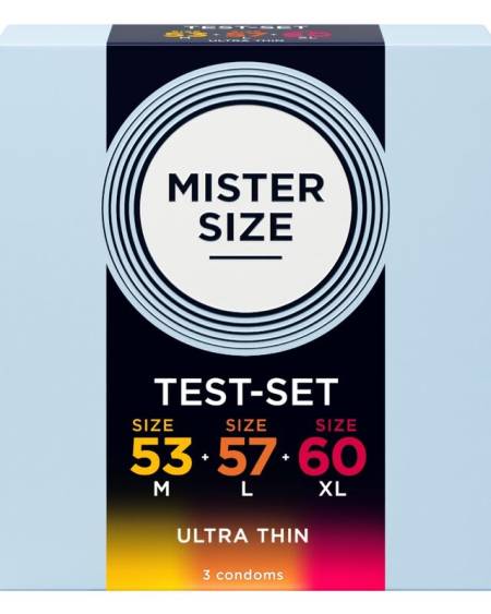 Pack de amostra MISTER SIZE com 3 preservativos nos tamanhos 53, 57 e 60 mm
