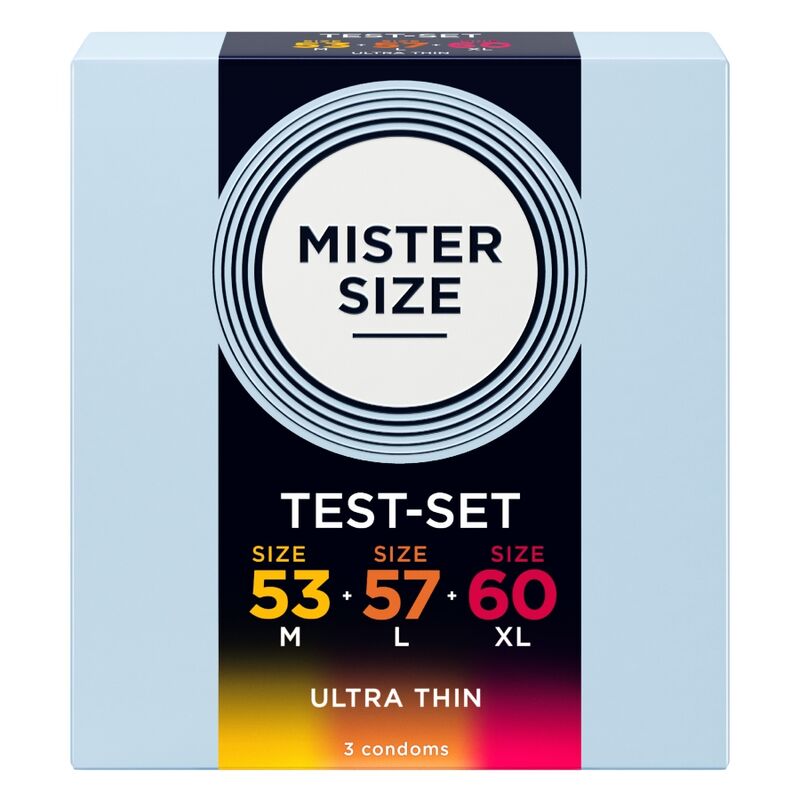 Pack de amostra MISTER SIZE com 3 preservativos nos tamanhos 53, 57 e 60 mm