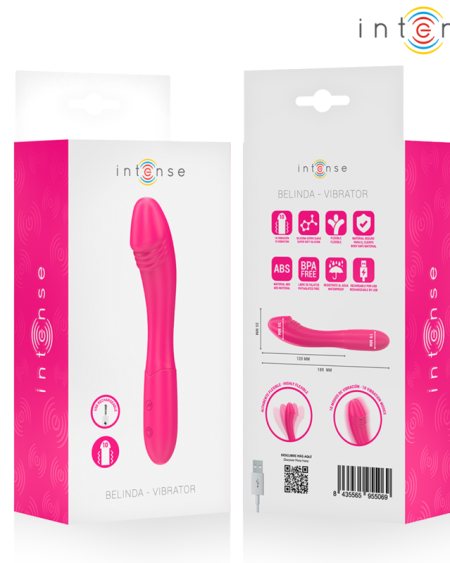 Vibrador flexível Belinda da INTENSE, rosa, com 19 cm de comprimento