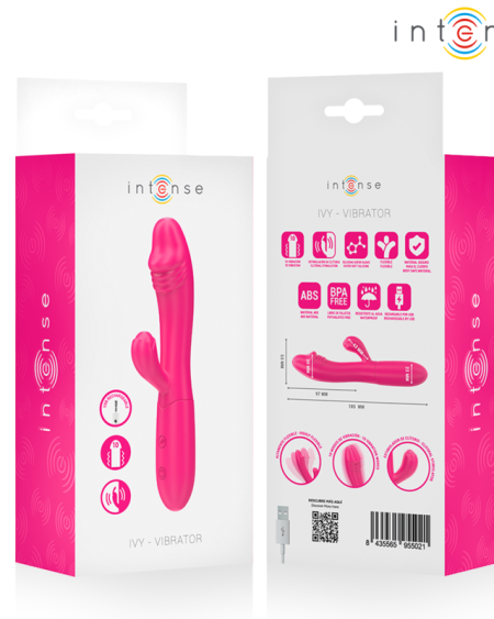 Vibrador flexível Ivy rosa, com língua estimuladora externa, da INTENSE HIGH TECH