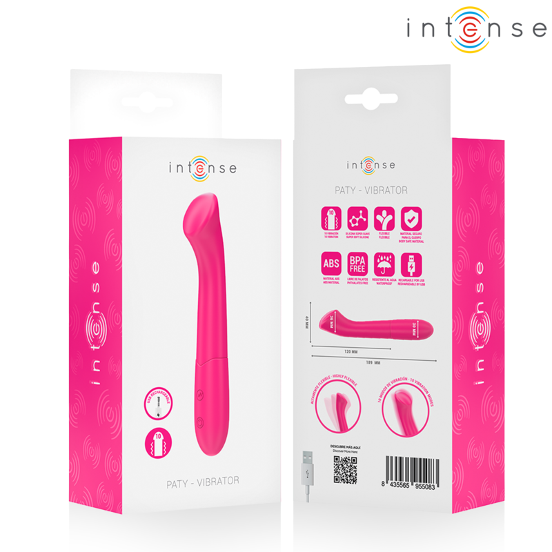 Vibrador flexível PATY rosa da INTENSE HIGH TECH, com 19 cm