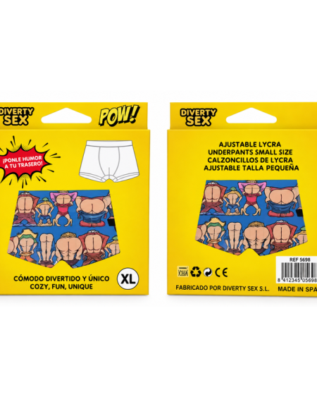 Boxer DIABLO PICANTE Diverty Sex de tamanho grande, com estampado divertido de nádegas