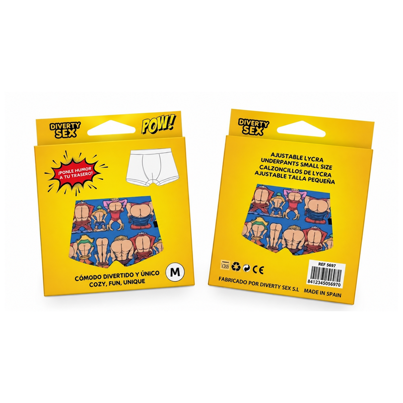 Boxer DIABLO PICANTE sem costuras, com estampado divertido de nádegas