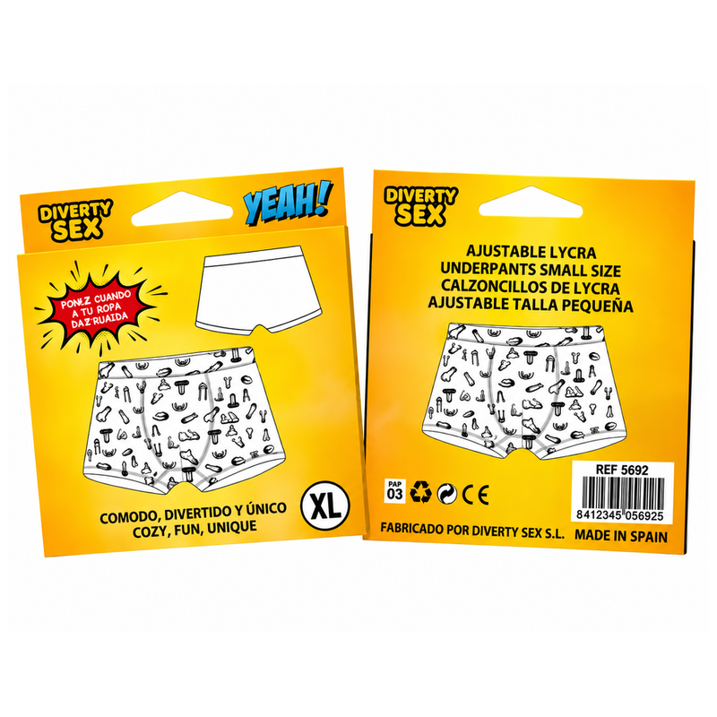 Boxer DIABLO PICANTE sem costuras com estampado de pénis, tamanho grande
