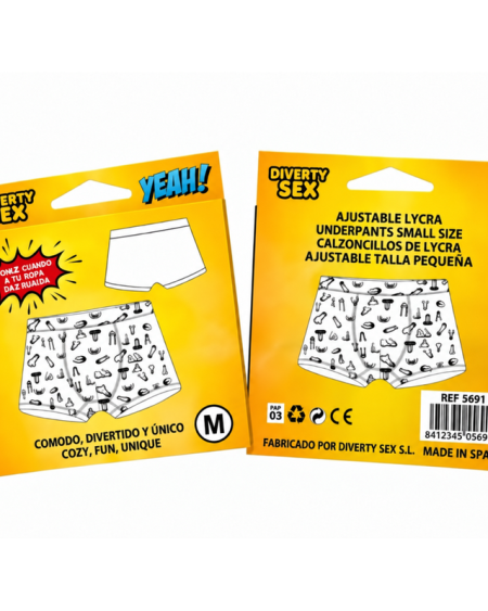 Cueca boxer DIABLO PICANTE sem costuras, com estampado de pénis e tamanho médio