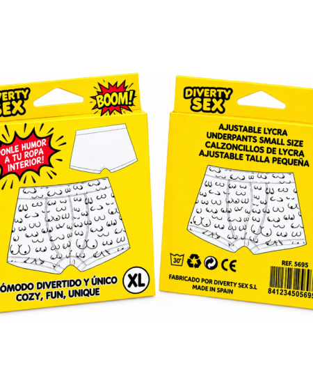 Boxers DIABLO PICANTE com estampado de seios, tamanho grande