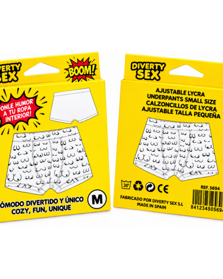 Cueca boxer DIABLO PICANTE sem costuras, com estampado divertido de seios