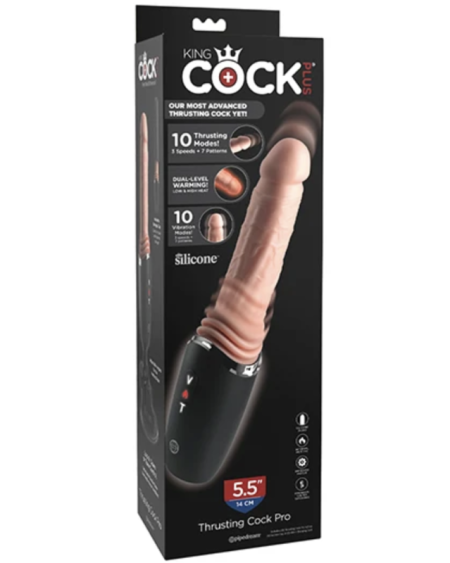 Dildo realista KING COCK PLUS Thrusting Cock Pro de 12,7 cm com ventosa articulada