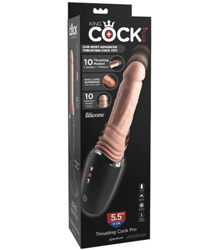 Dildo realista KING COCK PLUS Thrusting Cock Pro de 12,7 cm com ventosa articulada