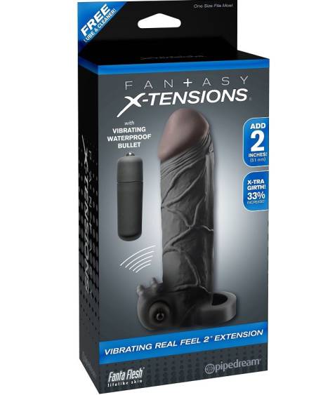 Fantasy X-Tensions — Extensão para o Pénis com Vibrador Real Feel 2 Preto