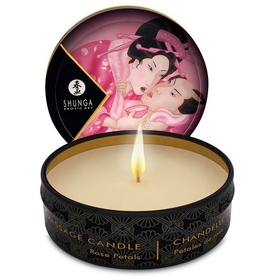 Vela de Massagem Shunga Mini Caress Aroma Rosas