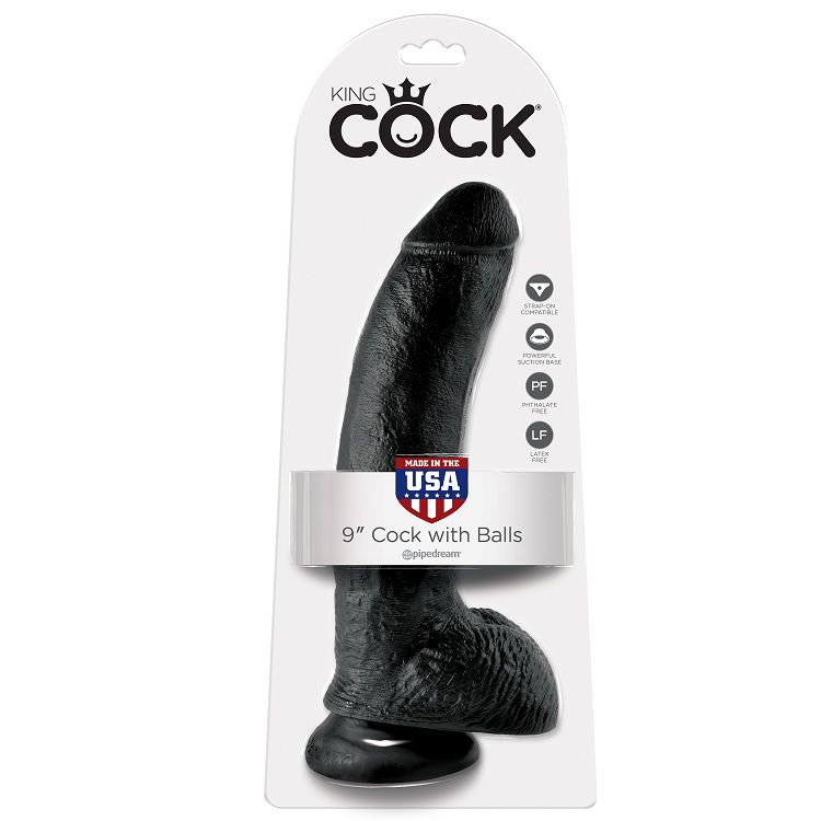 Dildo realista KING COCK - PENE REALÍSTICO NEGRO 22.9 CM