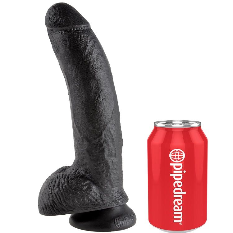 Dildo realista KING COCK - PENE REALÍSTICO NEGRO 22.9 CM