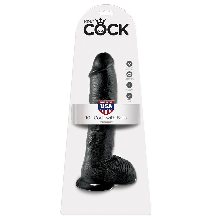 KING COCK PENE REALISTICO NEGRO 25.4 CM